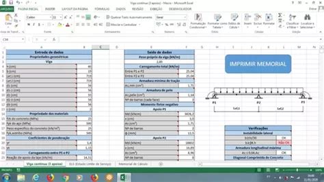 Planilha Para Cálculo De Viga Contínua Com 3 Apoios Mercadolivre