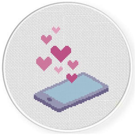 Phone Hearts Cross Stitch Pattern Daily Cross Stitch