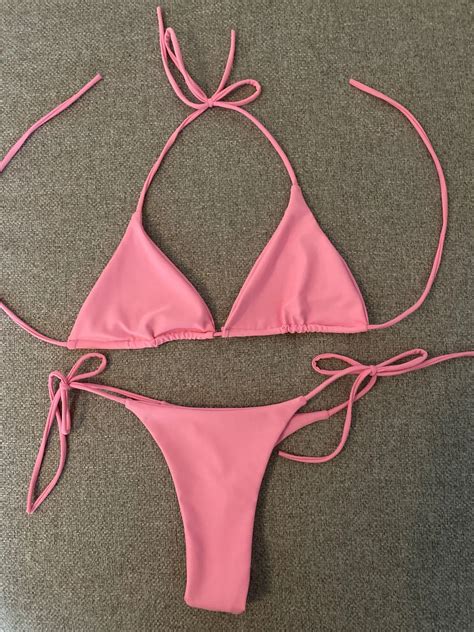 Summer Sexy Solid Mirco Bikini Sets Women Tie Side G String Thong Swimsuit Female Bandage