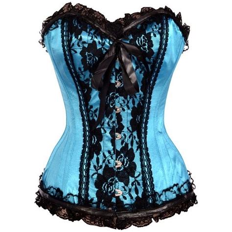 Turquoise Overbust Corset With Floral And Bow Detail Liked On Polyvore