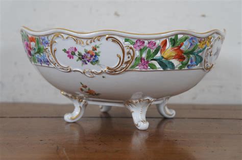 Antique Carl Thieme Dresden Porcelain Footed Reticulated Bowl Compote 11 At 1stdibs Dresden China