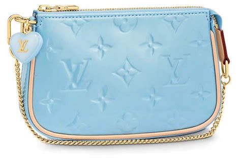 Louis Vuitton Mini Pochette Accessories Lillipop Blue In Calfskin Leather With Gold Tone Es