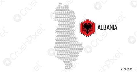 Halftone Hexagonal Albania Map With Hexagonal Flag Vector Geographical