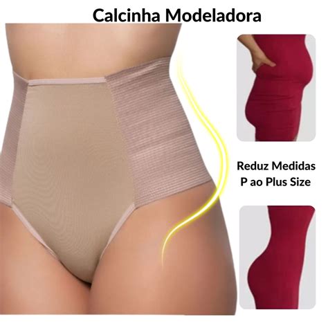 Calcinha Cós Alto Cinta Modeladora Reduz Medidas P ao 52 Plus Size 3