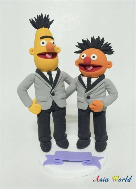 Gay Wedding cake topper Bert and Ernie in suit grooms touch | Etsy