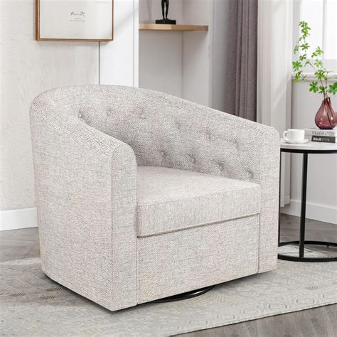 Bonzy Home Swivel Cuddle Accent Chair With Button Tufting Comfy Fabric