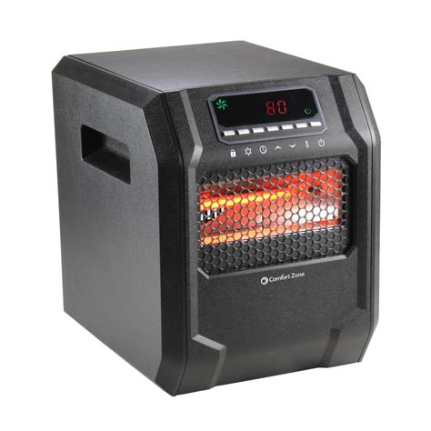 Comfort Zone 1 500 Watt Electric Digital Quartz Infrared Cabinet Space Heater With Remote