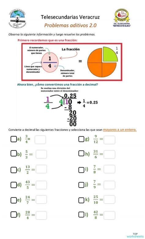 Prueba Fracciones Y Decimales Ficha Interactiva Topworksheets Porn Sex Picture