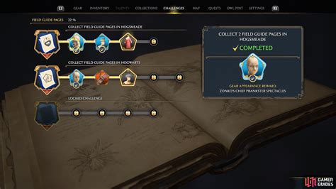 Hogwarts Legacy Field Guide Pages Challenges And Rewards Field Guide