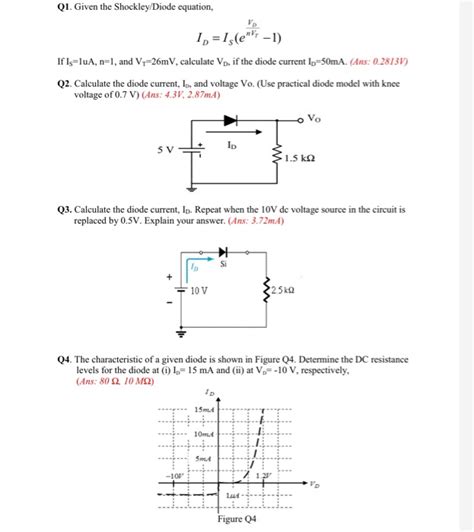 Solved Q1 Given The Shockleydiode Equation If Is Lua