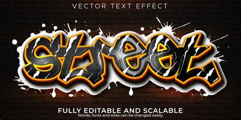 Graffiti Street Text Effect Editable Spray And Black Text Style Stock