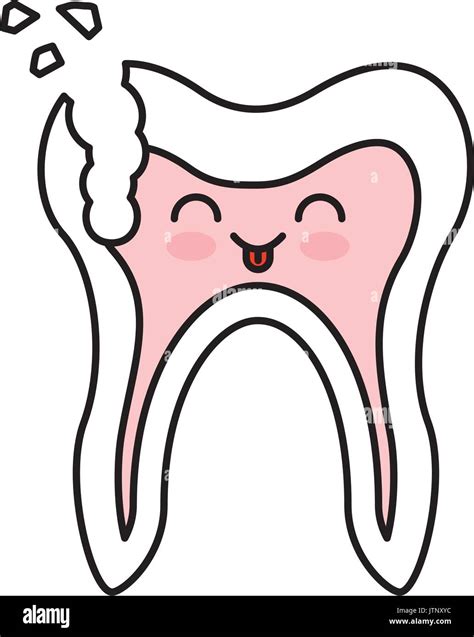 Derechos Diente Con Caries Kawaii Personaje Imagen Vector De Stock Alamy