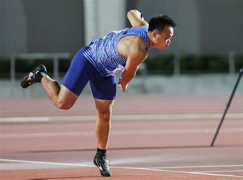 台灣國際田徑公開賽28日晚間在板橋體育場進行男子標槍決賽，「黃金右臂」鄭兆村代表亞運培訓隊出賽，繳出75公尺26的成績順利摘金。中央社記者裴禛