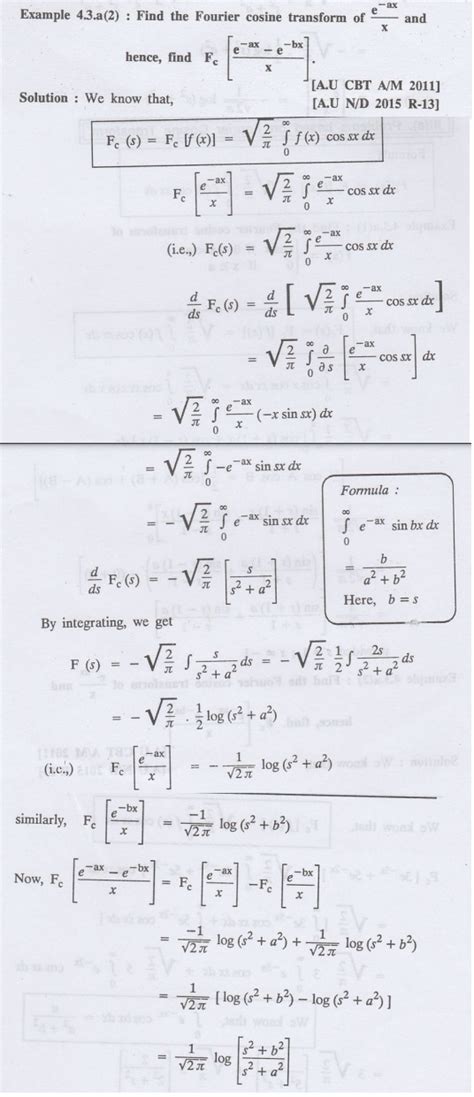 Fourier Sine And Cosine Transforms Examples