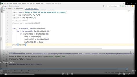 A Python Program That Sorts Words In Ascending Order Youtube