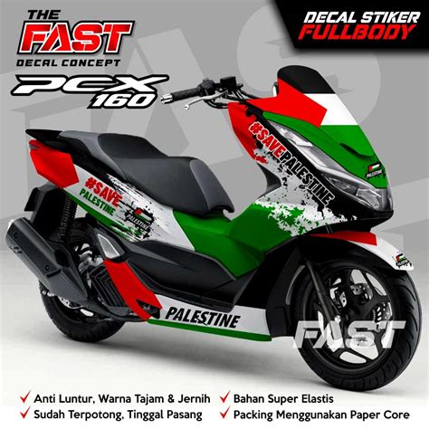 Jual TERBARU Stiker PCX 160 Fullbody Palestine Striping Sticker Honda