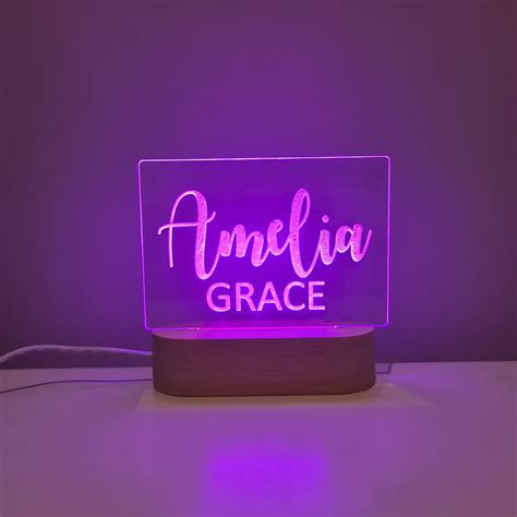 Personalised Name Childrens Night Light Nursery Lamp Custom Baby T