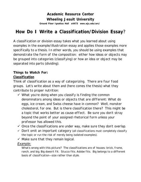 How Do I Write A Classification Division Essay Wheeling Jesuit