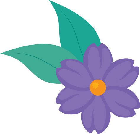 Cute Purple Flowers With Leafs Flower Png Images Vector Flowers