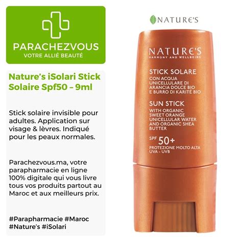 Nature S ISolari Stick Solaire Spf50 9ml Maroc Parachezvous Ma