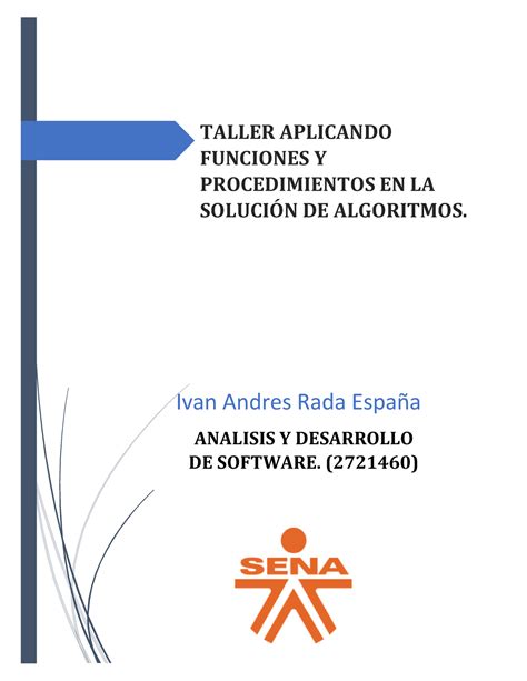 Taller Aplicando Funciones Y Procedimientos En La Solucion De