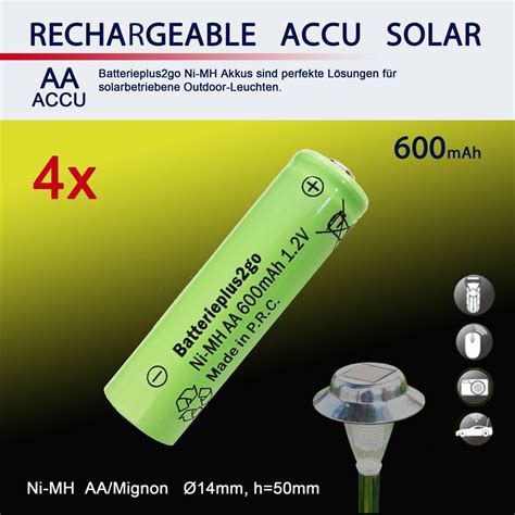 10 x AA 600mAh 1 2V Akku Ni MH für SOLAR Leuchten