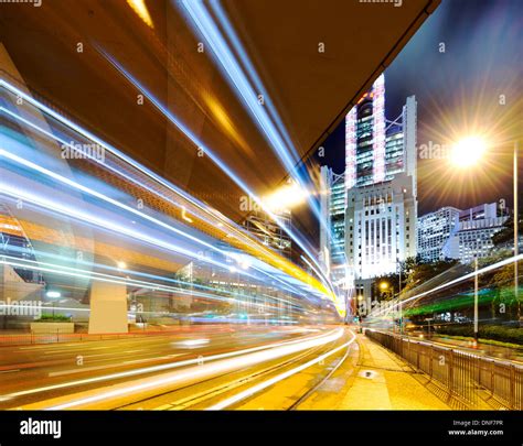 Hong Kong night view with car light Stock Photo - Alamy