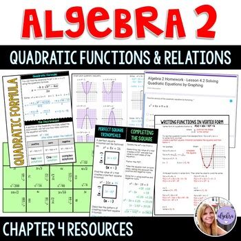 Algebra Chapter Bundle Quadratic Functions And Relations By