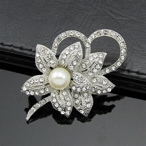 High Quality Pearl Rhinestone Alloy Brooch Pins Collar Clips Wedding