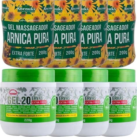 Kit 4 Gel Massageador Arnica Pura 200g 4 Gel 20 Ervas Extra Forte