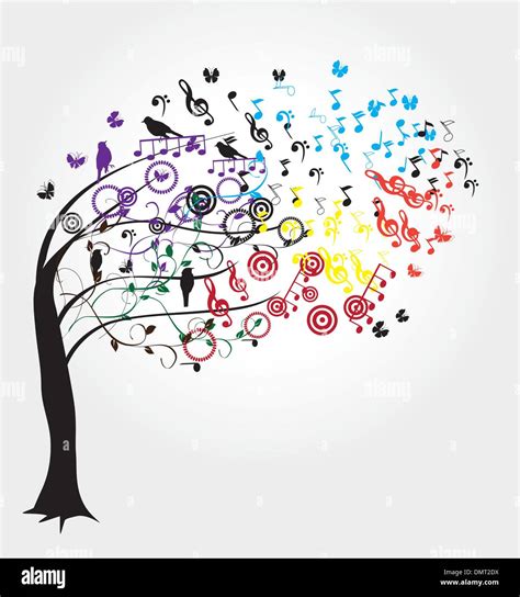 Vector Illustration Musical Notes Tree Fotos Und Bildmaterial In