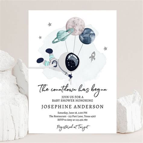 Outer Space Baby Shower Invitation Set Galaxy Outer Space Etsy