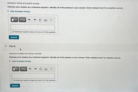 Solved Potassium Iodide And Lead Ii Acetate Express Your