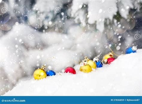 Christmas Balls On Snow Stock Image Image Of Holiday 27836859