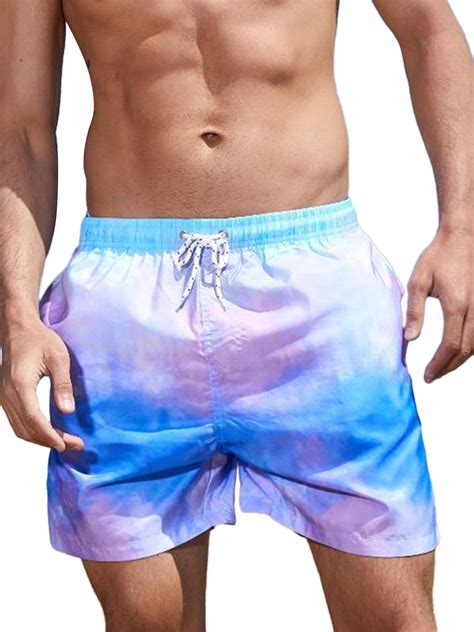 Tsseiatte Men Casual Waist Tie Dye Quick Dry Drawstring Board Shorts