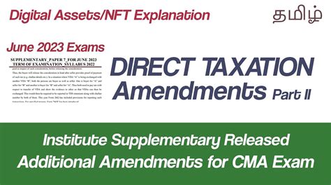 Direct Tax Amendments Part 2 June 2023 Exams For CMA Intermediate