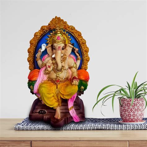 Buy Tied Ribbons Ganesha Idol Statue Showpiece Figurine Resin Multi