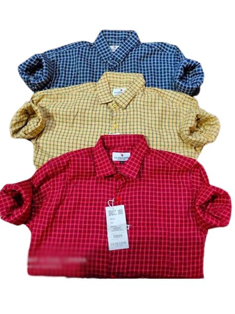 Collar Neck Mens Designer Cotton Check Shirt Handwash Size Xl At Rs