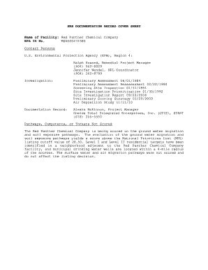 Fillable Online Epa HRS Documentation Record Red Panther Chemical