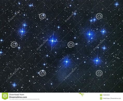 Night Sky Stars Pleiades Open Star Cluster M45 in Taurus Constellation Stock Image - Image of ...