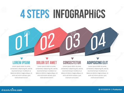 Four Steps Circle Arrow Infographic Scheme Template Chart Diagram Module Vector