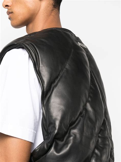 Rough Padded Leather Vest Farfetch