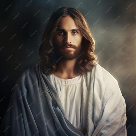 Premium Photo Portrait Of Jesus Christ The Son Of God On A Dark