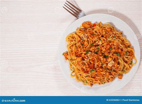 Capellini Pasta with Tomato and Meat Sauce Stock Image - Image of ...