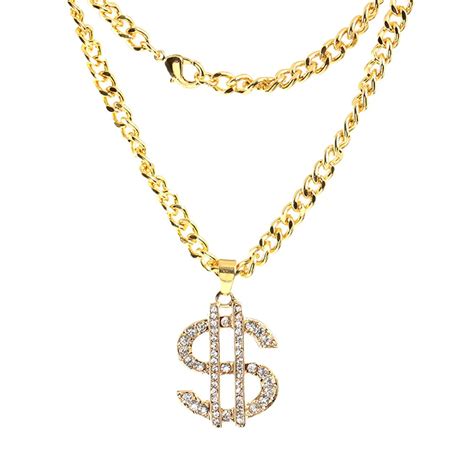 Hip Hop Jewelry US Dollar Money Pendant Necklaces Luxury Gold Color