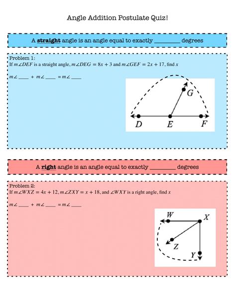 The Angle Addition Postulate Worksheet Answers Angleworksheets