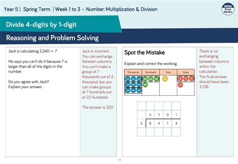 Divide 4 Digits By 1 Digit Reasoning And Problem Solving Maths Year 5