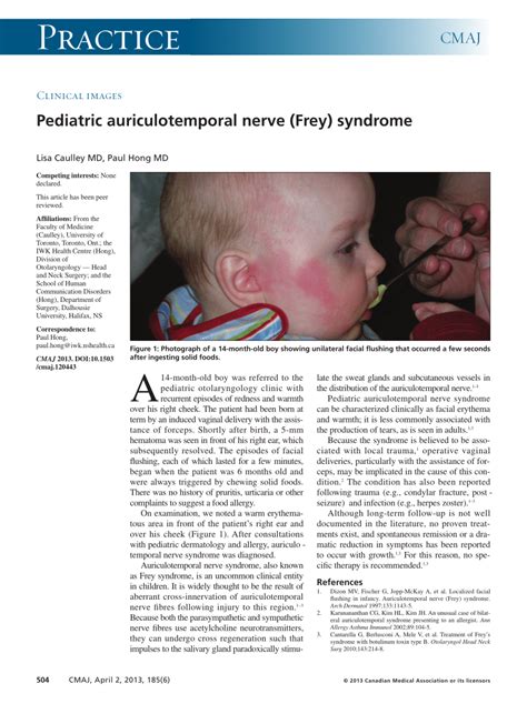 (PDF) CLINICAL IMAGES Pediatric auriculotemporal nerve (Frey) syndrome