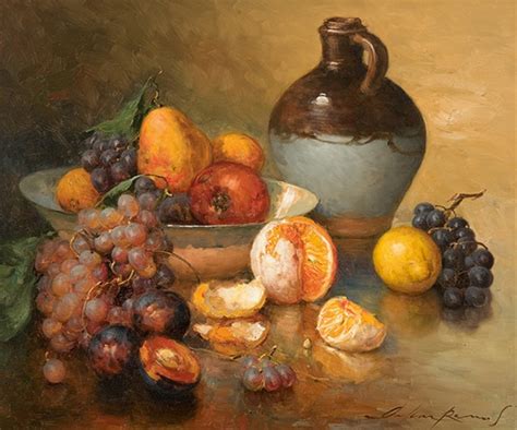 Stillleben mit Früchten Schale und Krug by Oskar Ramos on artnet