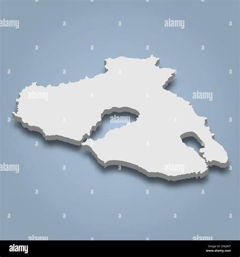 D Isometric Map Of Lesbos Is An Island In Greece Isolated Vector